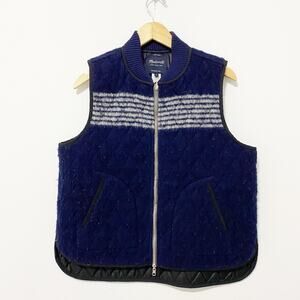 Madewell Reversible Blue & Black Wool Zip Vest Size Large